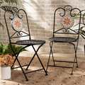 Baxton Studio Santina ModernBlack Metal 2-Piece Outdoor Dining Chair Set PR 193-2PC-12131-ZORO